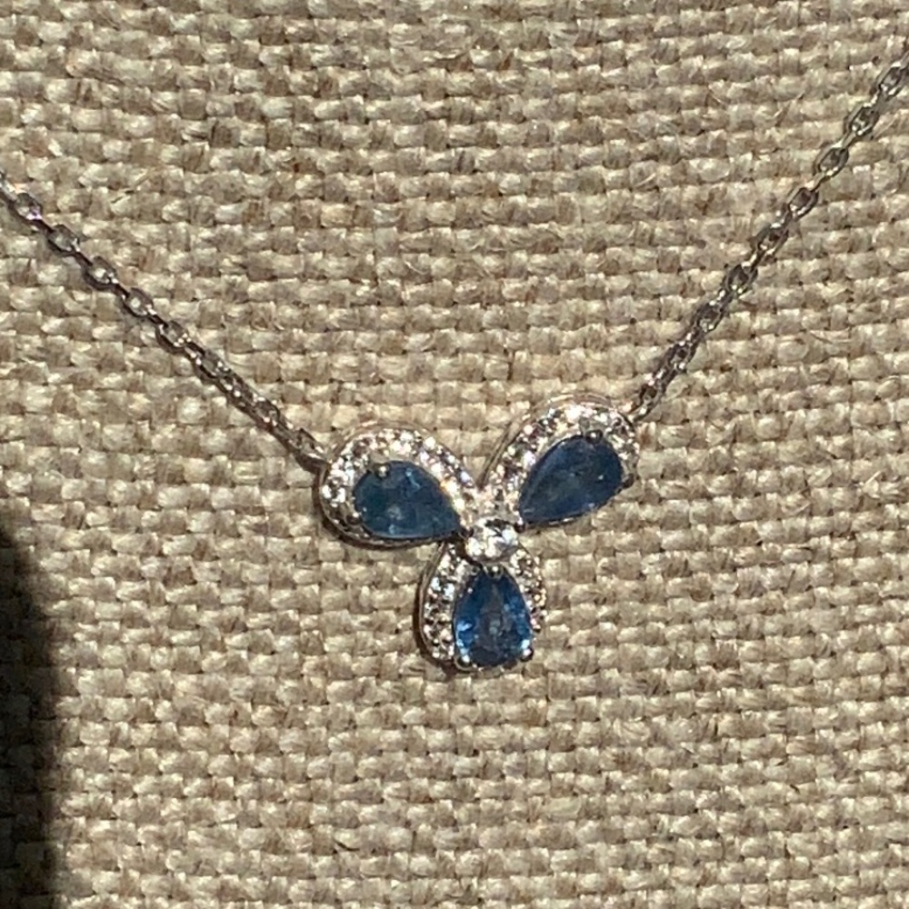 SAPPHIRE & TOPAZ 925 STERLING SILVER NECKLACE